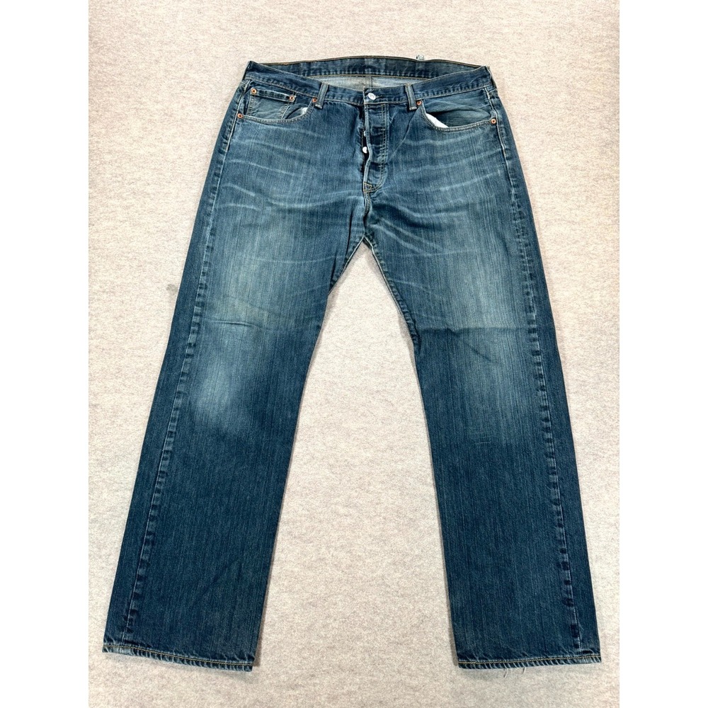 Levi's 501 Jeans Mens 38x32 Blue Denim Cotton Dark Wash Button Fly Straight Leg